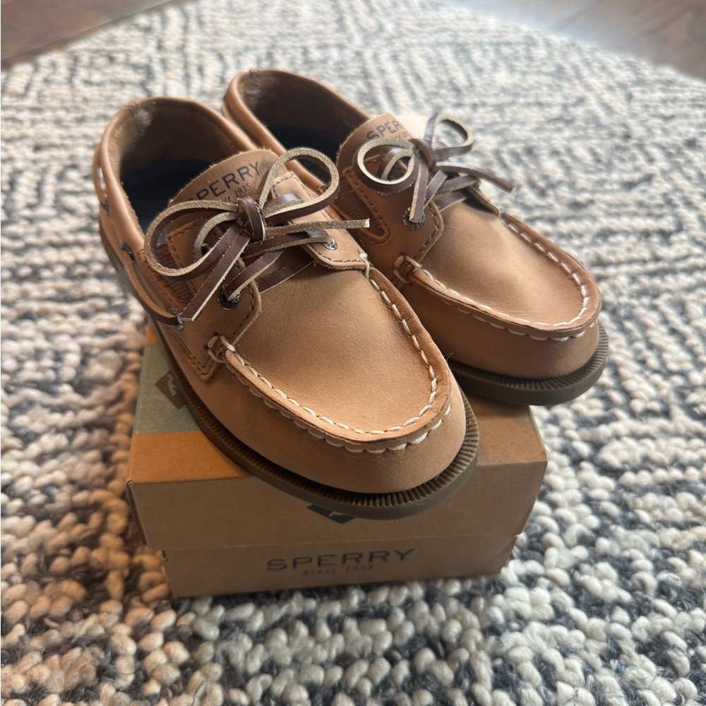 Little Kid Size 12.5 Sperry Brown Leather Loafers - Top Sider - in Sahara - NEW!